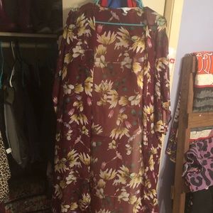 Plus Size Maroon Sheer Kimono
